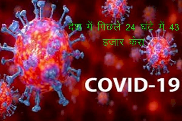 देश में कोरोना संक्रमितों का आंकड़े में गिरावट, 24 घंटे में 43504 नए केस, सर्वाधिक महाराष्ट्र में और केरल में