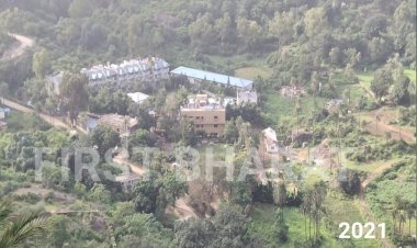 आखिर कैसे हो गया लम्बा चौड़ा निर्माण? जहाँ वर्ष 2007 में था मात्र छोटा सा निर्माण, वहां आज खड़ा हो गया आलीशान रिसोर्ट, पर प्रशासन की नज़र में नही अवैध