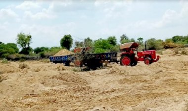 जालोर के रामसीन पुलिस थाना इलाके में कोटकास्ता नदी में दिन दहाड़े चल रहा है बजरी खनन, शिकायत के बावजूद कार्रवाई नहीं