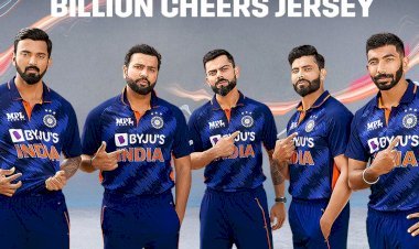 बीसीसीआई ने टी—20 ​वर्ल्ड कप को लेकर भारतीय क्रिकेट टीम की नई जर्सी लॉन्च की,बिलियन चीयर्स जर्सी
