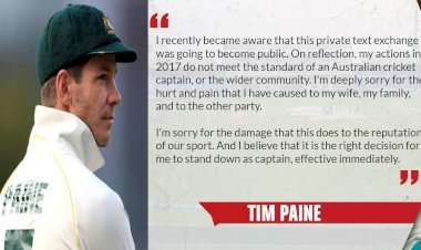 एशेज सीरीज से पहले ऑस्ट्रेलिया क्रिकेट टीम के कप्तान टिम पेन ने दिया इस्तीफा, महिला को अश्लील मैसेज भेजने के लगे थे आरोप