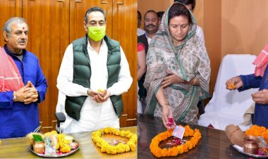 राजस्थान सरकार के मंत्रियों ने बुधवार को श्रीगणेश पूजन के बाद संभाली कुर्सियां, कार्यभार संभालने के बाद अधिकारियों को निर्देश