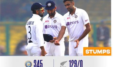 न्यूजीलैंड बनाम भारत टेस्ट क्रिकेट मैच के दूसरे दिन न्यूजीलैंड ने बनाए बिना नुकसान के 129 रन