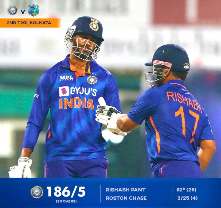 भारत बनाम वेस्टइंडीज टी—20 सीरीज का दूसरा मैच, टीम इंडिया ने की पहले बल्लेबाजी, 20 ओवर में 5 विकेट पर 186 रन