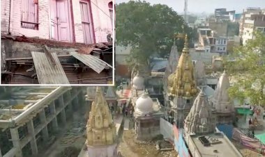 विश्वनाथ मंदिर के पास बड़ा हादसा, कई श्रद्धालु बचे, गिरा जर्जर मकान का छज्जा 