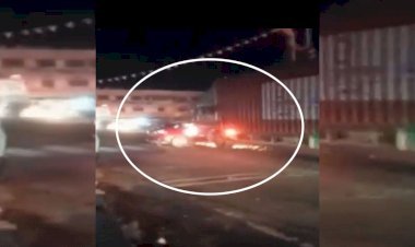 यूपी के मैनपुरी में सपा जिलाध्यक्ष की कार को घसीटता हुआ ले गया ट्रक ड्राइवर 