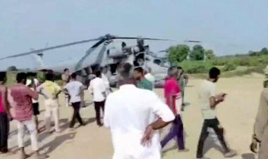 हनुमानगढ़ जिले में वायुसेना के हेलीकॉप्टर MI-35 की खेत में आपात लैंडिंग, लगी देखने वालों की भीड़