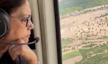 वसुंधरा राजे ने किया राजस्थान के बाढ़ प्रभावित इलाकों का हवाई सर्वेक्षण