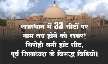 राजस्थान में 200 विधानसभा सीटों में 33 पर नाम तय होने की खबर! सिरोही बनी हॉट सीट।
