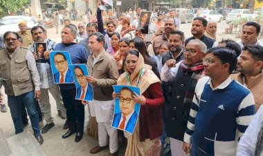 कांग्रेस ने निकाला अंबेडकर सम्मान मार्च, टिप्पणी के विरोध में गृहमंत्री से मांगा इस्तीफा